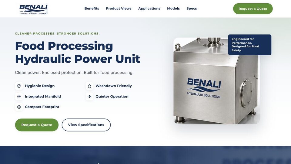 Screenshot of the Benali Hydraulic Solutions website